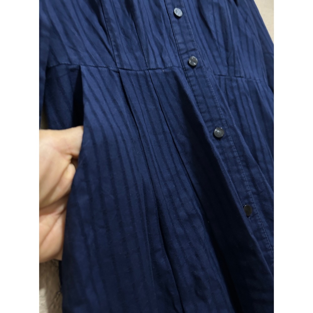 Anthropologie Size 2 Navy Blue Western Equestrian Cotton Shirt Dress Puffed Boho - Picture 12 of 14
